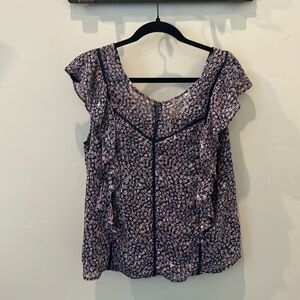 Ariat Women's Floral Top - Navy and White